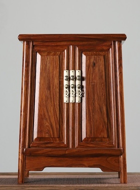 海南黄花梨木复古双门收纳圆角柜