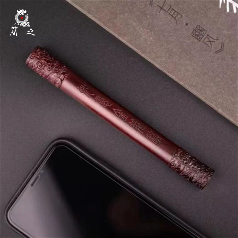 印度小叶紫檀木雕金箍棒棍子手把件手工高端随身便携文玩工艺品