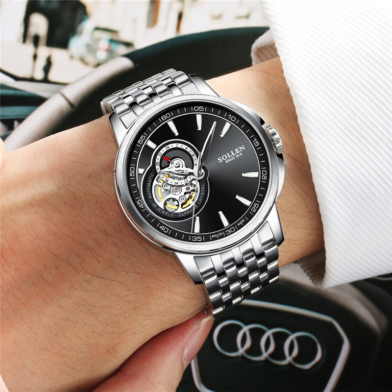 正品手表男士夜光多功能纯机械表国产品牌陀飞轮考试男表