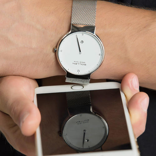 SOLLEN梭伦手表士简约运动手表钢带商务时尚休闲潮流石英表9015G