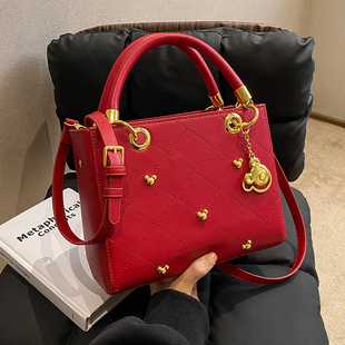 红色手提包包女2025新款 新娘包伴娘婚宴包大容量通勤小托特包斜挎