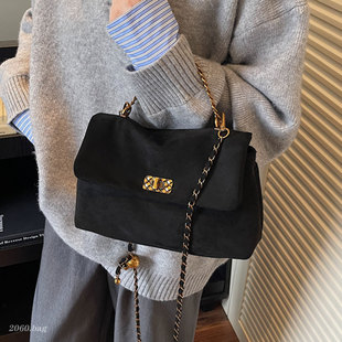 韩系时尚精致百搭洋气豹纹简约单肩斜挎2025秋季女式手提链条包包