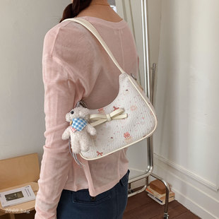 小众设计韩系饺子包女2026新款 通勤百搭单肩斜挎包甜美蝴蝶结时尚