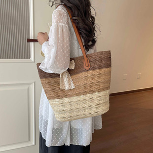 夏季 女高级感百搭气质单肩包休闲气质洋气 大容量草编包2026新款