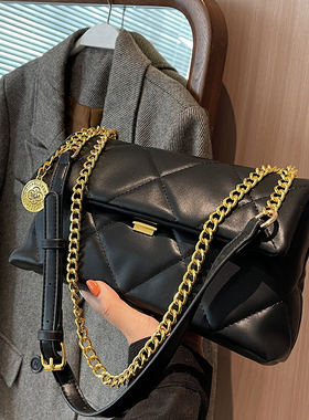 复古简约包包女2025春季新款小众菱格链条小方包高级感时尚单肩包