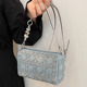新款 时尚 满天星镶钻包包女2025韩版 ins潮流简约牛仔布单肩水桶包