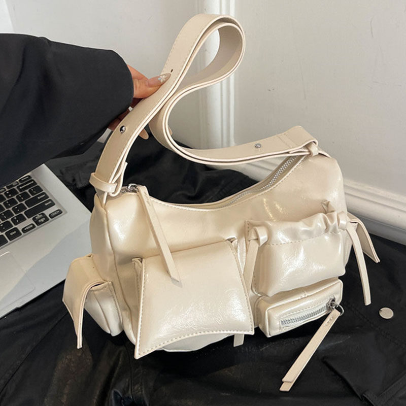 油蜡皮腋下包2025春季新款韩版时尚多口袋单肩包上班通勤百搭女包,箱包皮具/热销女包/男包,小方包,淘宝优惠券,粉丝福利购,淘宝优惠卷