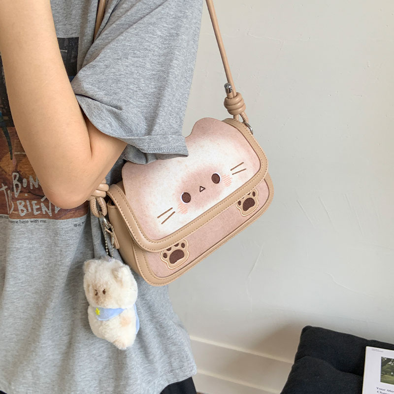 超火烤面包时尚小猫小方包2025夏季新款女式休闲大学生单肩包