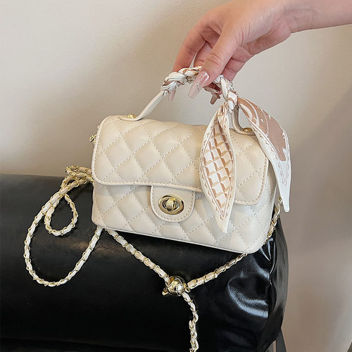 小香风菱格链条时尚手提通勤包包女2026夏季新款高级感斜挎小方包