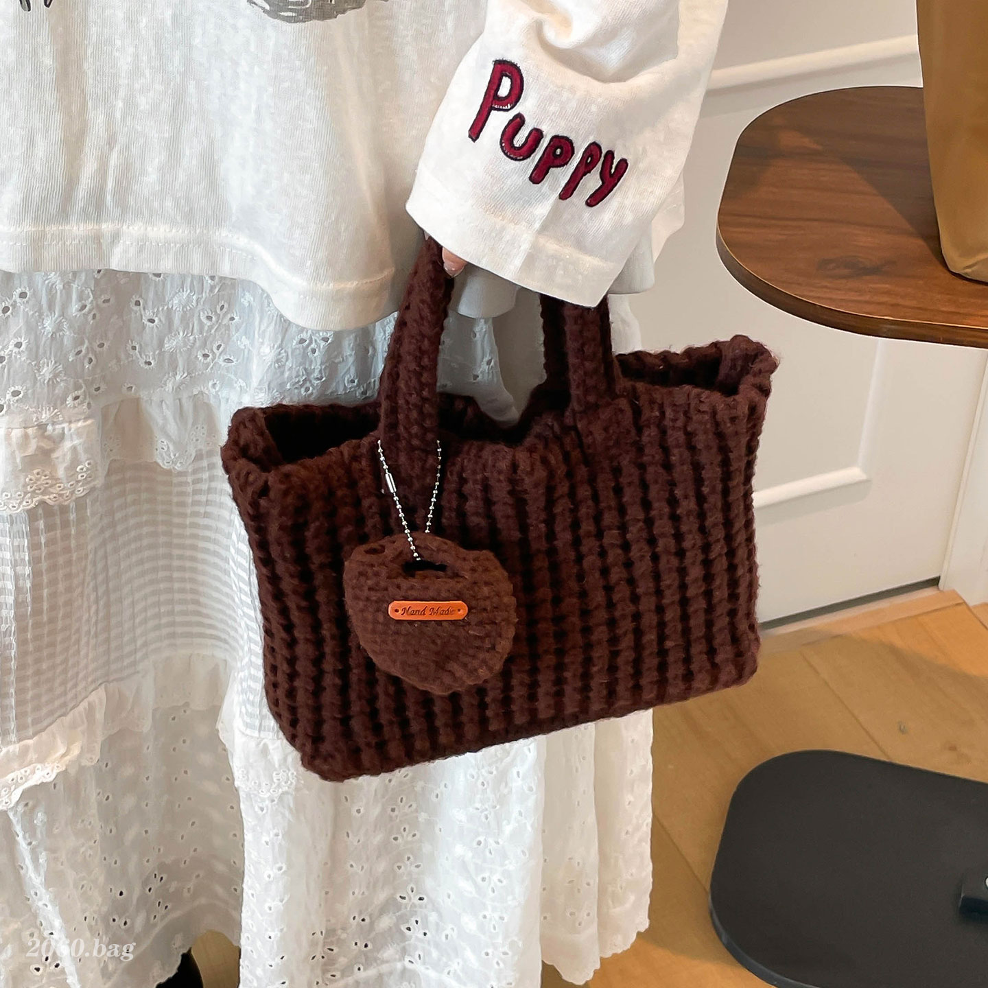 韩版手工编织包2025新款女秋冬针织手提包百搭通勤慵懒风单肩包