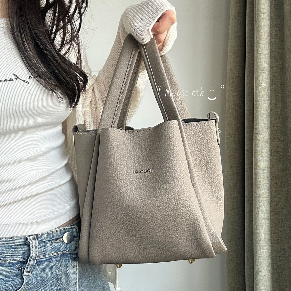 小众设计简约斜挎水桶包