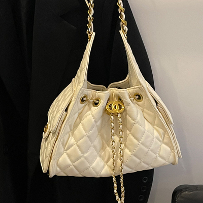 菱格链条小香风水桶包