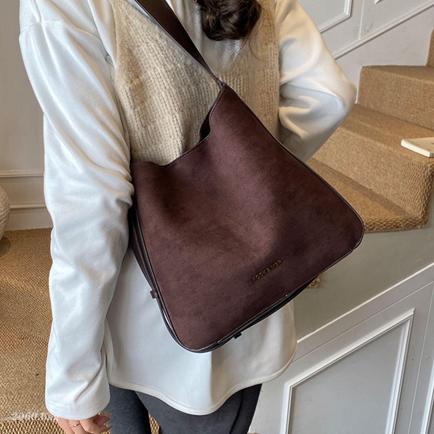 高级感小众麂皮托特包女2025新款日韩风质感单肩包通勤精致洋气