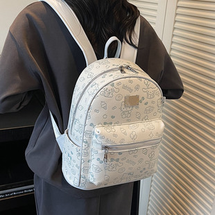 超火精致条纹双肩包包女包2025新款 轻奢小众高级感通勤可爱小背包