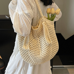 海边度假沙滩包 新款 时尚 小众设计简约镂空大容量托特包包2025夏季