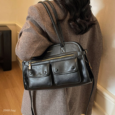 韩系时尚新款百搭洋气皮质单肩斜挎气质通勤2025秋冬手提托特包