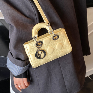 简约斜挎小方包 新款 韩版 高级质感百搭菱格单肩戴妃包包女2025夏季