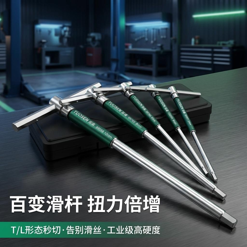 拓森五金工具加长T型扳手内6角螺丝刀六棱扳手工具T型滑杆内六角