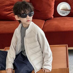 浙江嘉兴平湖男童羽绒服儿童装深秋韩版2025新款外套轻薄白鸭绒潮