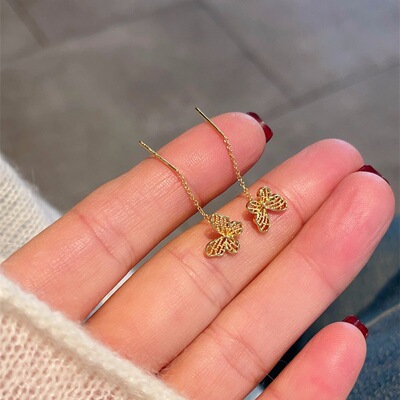 法式复古蝴蝶耳钉女轻奢高级设计感气质百搭耳环耳饰小众耳线