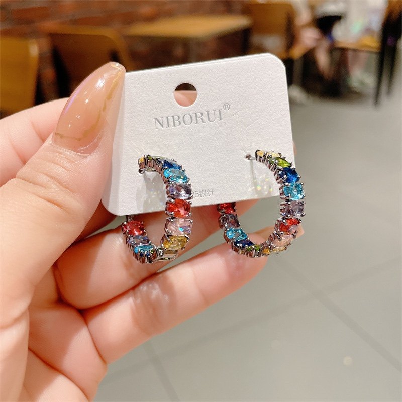 韩国圆圈小众纯银针百搭