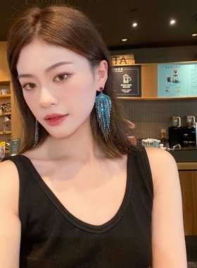 s925纯银针欧美重工扇形蓝色女