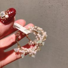 Серьги 韩国925银针手工水晶珍珠夸张耳圈耳环女欧美气质网红个性耳饰品 Linee neinei
