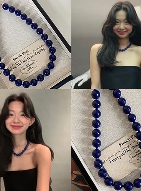 锁骨链深蓝色夸张项链锁骨链