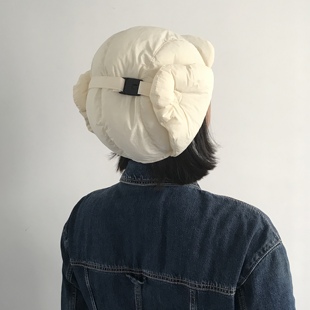 三环路羽绒棉雷锋帽秋冬新款防风搭扣保暖帽百搭护耳雷锋帽女