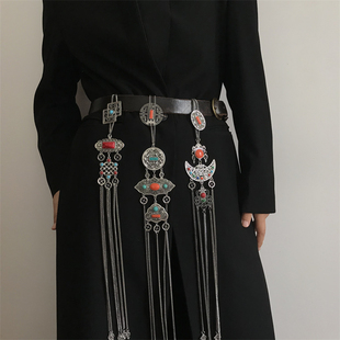 三环路民族风蒙古金属配饰简约小众设计腰链一饰多用百搭腰带挂件