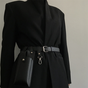 三环路时尚 百搭手机包 暗黑系多功能腰包皮带街拍凹造型零钱包时尚