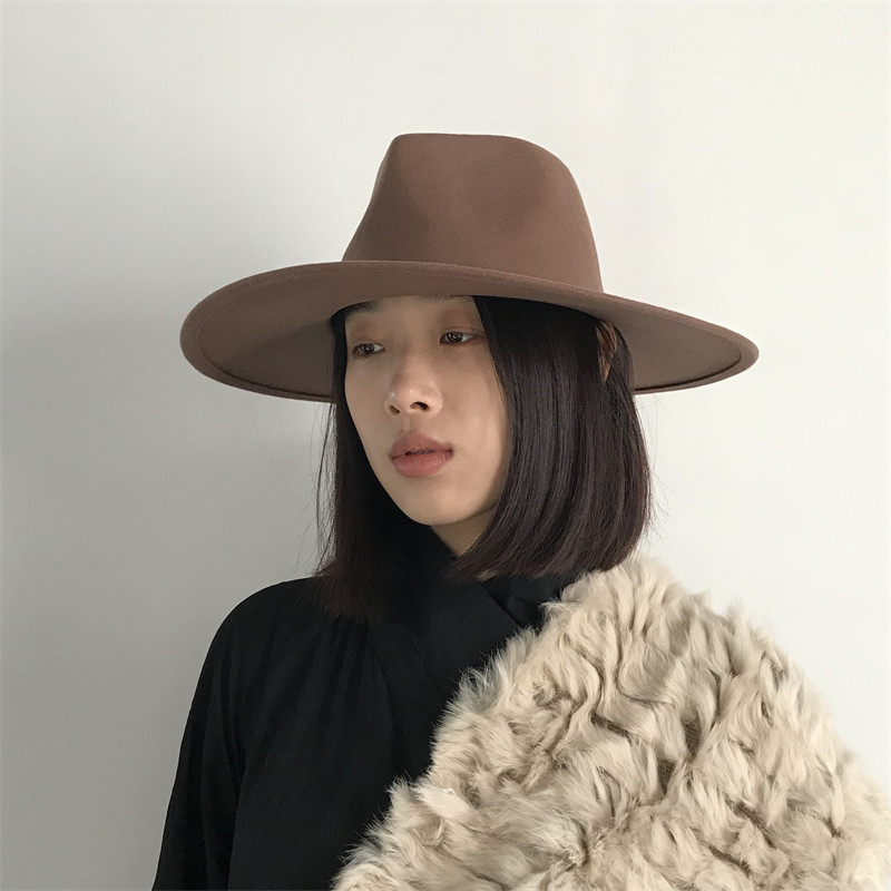 三环路羊毛水滴形凹槽礼帽简约时尚高端纯羊毛英伦风爵士帽男女