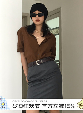三环路短裙职业休闲深灰色黑色百搭显瘦半身裙女下装时尚一步裙潮