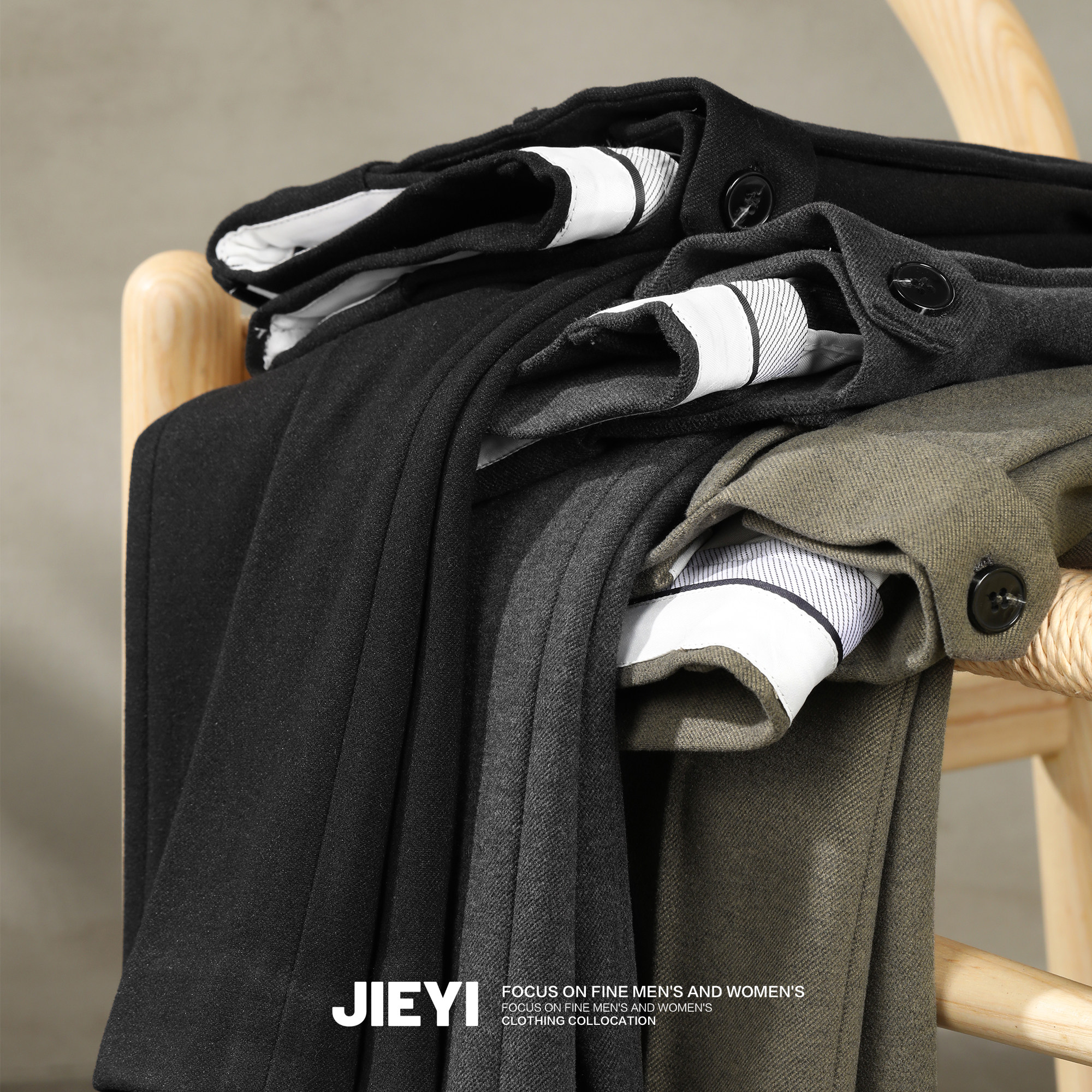 JIEYI 秋冬加厚保暖锥形毛呢裤休闲男士百搭西裤英伦风小脚长裤子