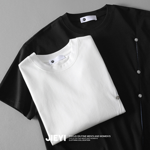 JIEYI 太阳花铆钉设计品质T恤衫透气分割线设计双面冰感棉上衣男