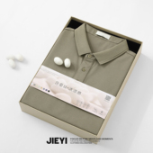 潮男纯色短袖 复古保罗T恤夏款 上衣 桑蚕丝冰凉感翻领POLO衫 JIEYI