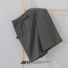 纯色半截式 潮流男士 轻奢品质夏季 短裤 JIEYI 免烫西装 腰带设计中裤