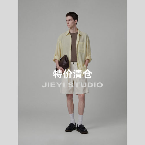 特价 压褶夏季凉凉裤透气天丝莱赛尔亚麻混纺老钱风奢贵短裤男