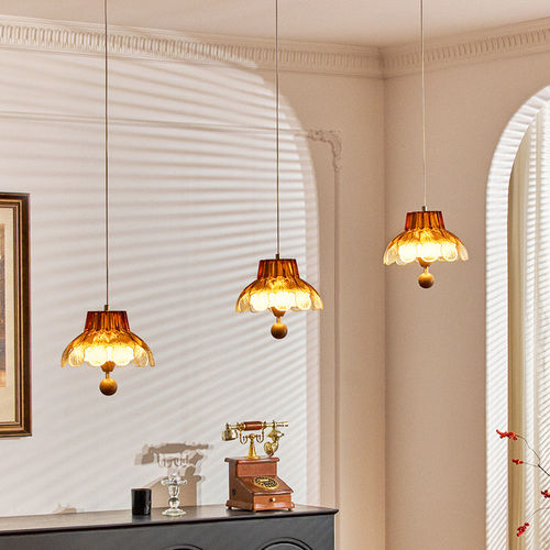 橙韵花语法式中古三头餐厅吊灯
