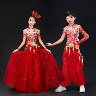 六一儿童龙服舞蹈服舞龙舞狮服装打鼓演出服中国风雄狮少年表演服