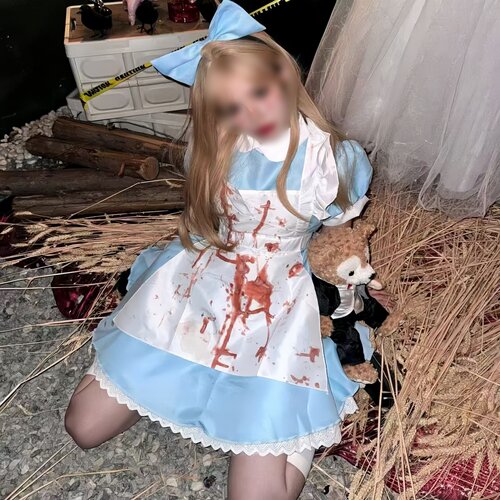 万圣节暗黑爱丽丝女仆cos套装