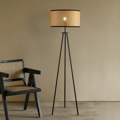 设计师藤编复古落地灯