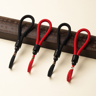 手工编织黑檀钥匙扣时尚男款车钥匙复古风挂绳粗款耐用防丢手腕绳