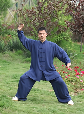 太极服女太极拳男练功服表演服棉绸套装长袖短袖武术服装韵武布衣