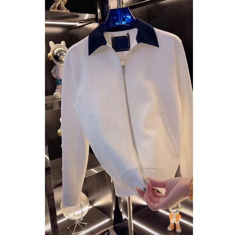 直播款-欧洲站高奢大牌痞帅男装2025秋季新款Polo领休闲夹克外套