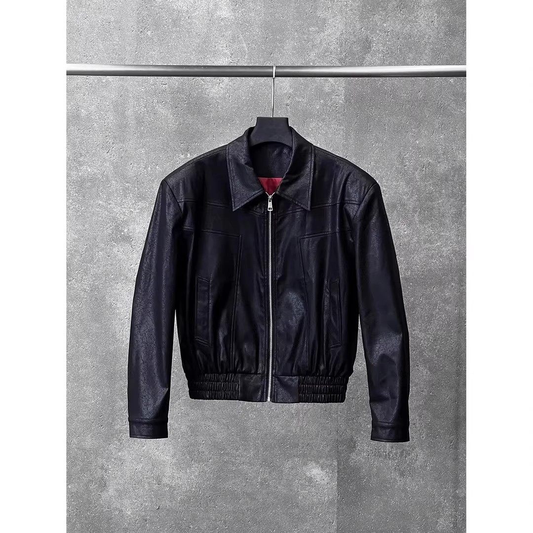 【直播间宋春江同款】 复古翻领短款皮衣夹克高级感宽松版型外套
