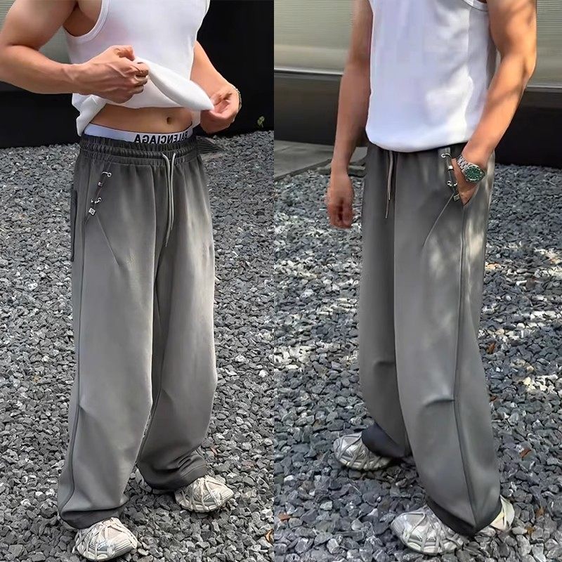 直播款现货 MBM-2[渐变扎染]秋季巴子金属扣做旧灰长裤男款宽松