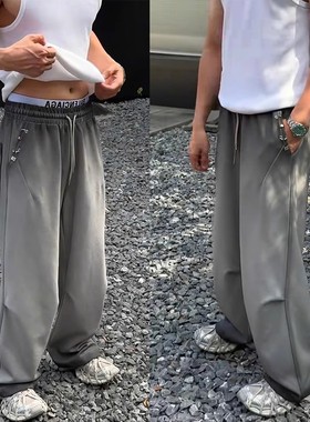 直播款现货 MBM-2[渐变扎染]秋季巴子金属扣做旧灰长裤男款宽松