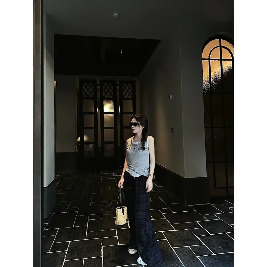 Rebornmoi【直播间-vivi老板娘】复古格纹裤休闲裤舒适(男女同款)