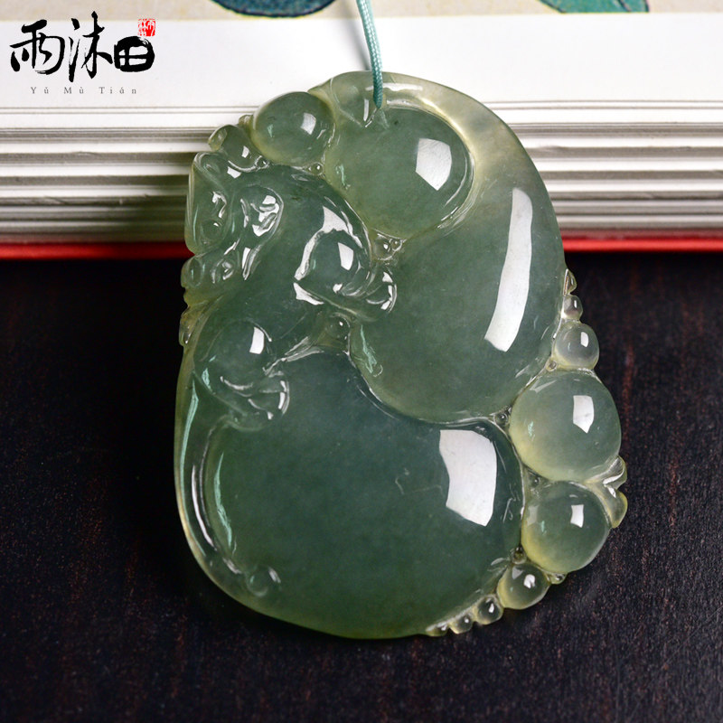 雨沐田缅甸天然A货翡翠吊坠福瓜葫芦福在眼前吉祥平安一物一图